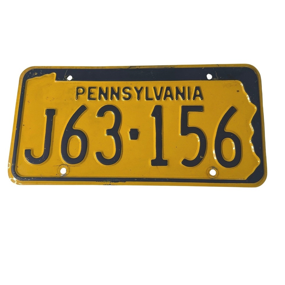 Vintage Pennsylvania License Plate Yellow Blue J63156 Collector Decor Man Cave